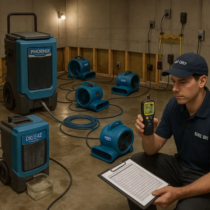 Structural Drying and Dehumidification process in Walford, IA